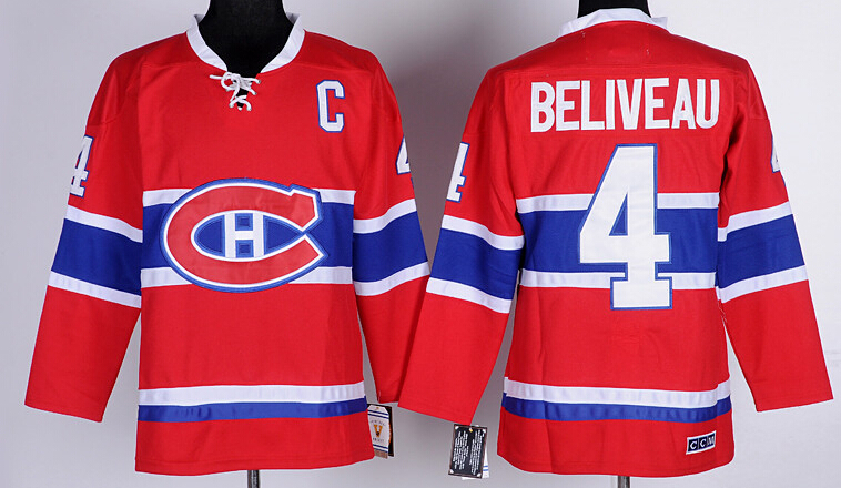 Men's Montreal Canadiens #4 Jean Beliveau Red CCM Jersey Men's Montreal Canadiens #4 Jean Beliveau Red CCM Jersey